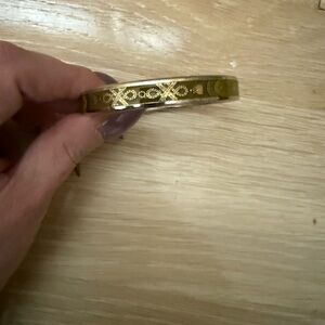 Hermes Silver and Gold-Tone Engraved Bangle Bracelet